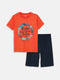 Crew Neck Printed Short Sleeve Boy's Short Pajamas Set